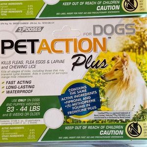 Pet Action Plus for dogs 23-44 pounds  - 6 doses - unopened package